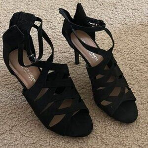 Christian Siriano open toe back zipper heels